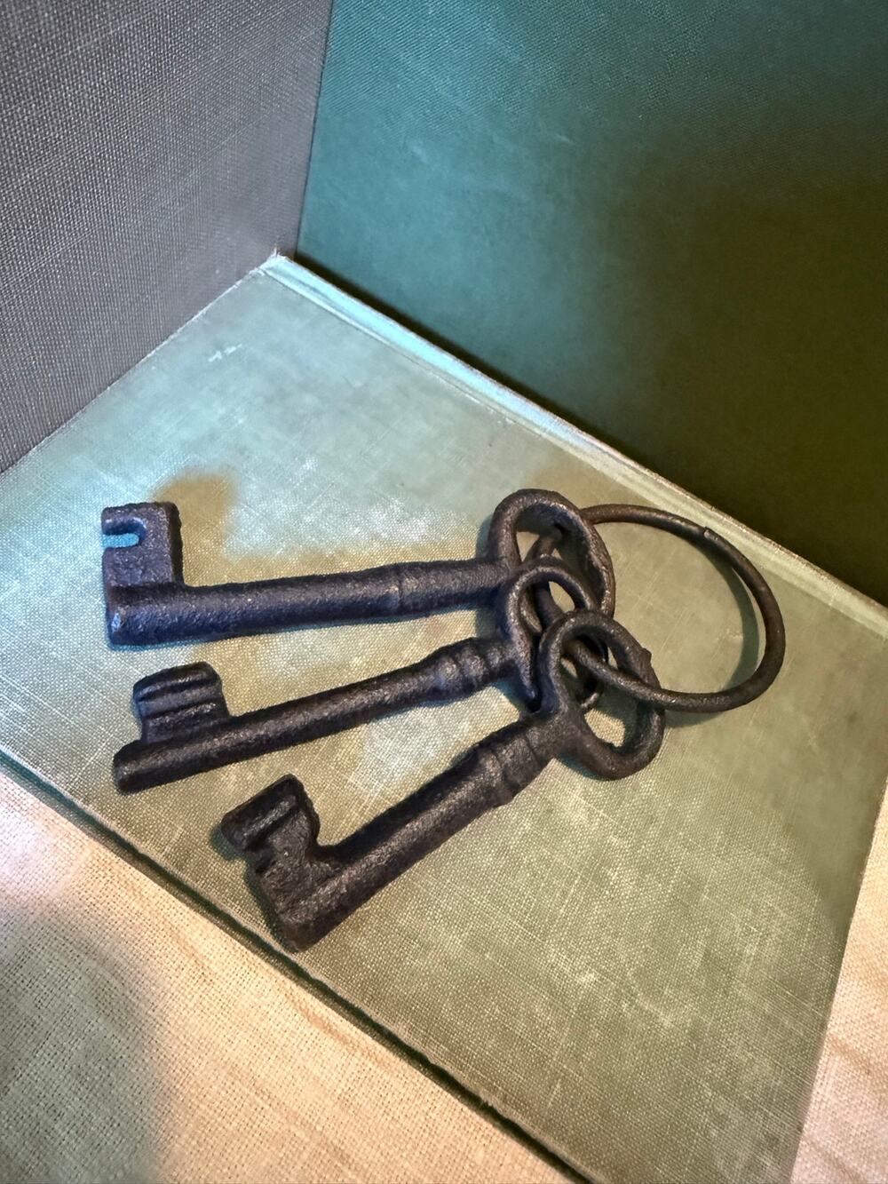 Cast Iron Skeleton Keys • Vintage‑Style • Set on Ring • 4”